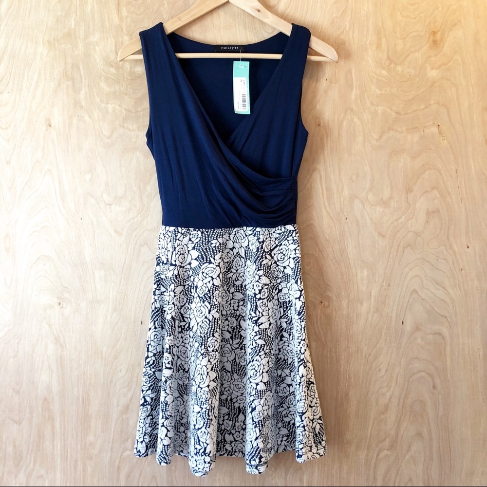 Hailey 23 Kerrigan 2fer Knit Dress Navy/White SP